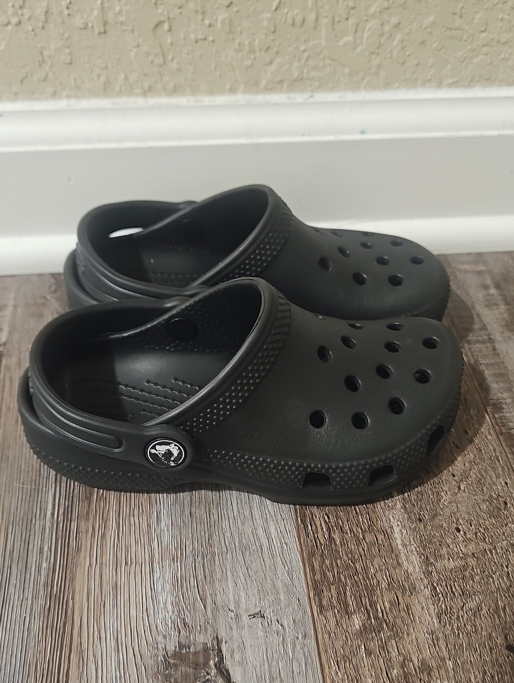 CROCS Kids Classic Black Clogs with Heel Strap
